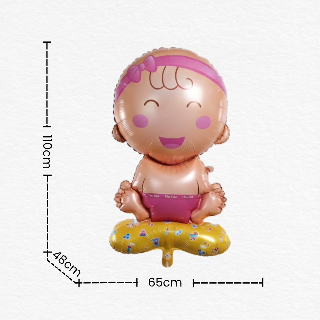 4D Standing Baby Girl Foil Balloon/Pink Theme Decor for Newborn Arrival, Baby Shower & Birthday