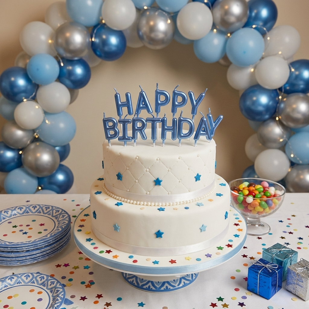 Blue Happy Birthday Letter Candles
Metallic Blue Alphabet Cake Candles