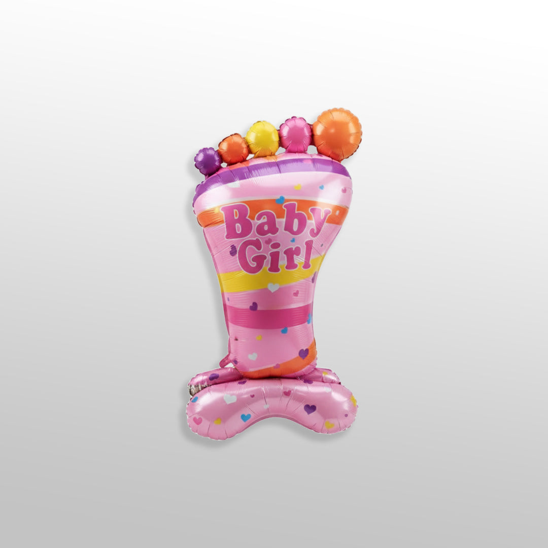"It's a Girl" Footprint Standing Foil Balloon - Pink