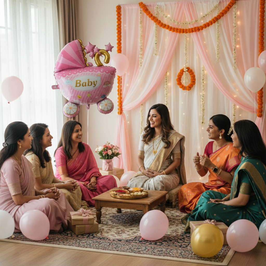 Pink Cradle Shape Baby Shower Foil Balloons