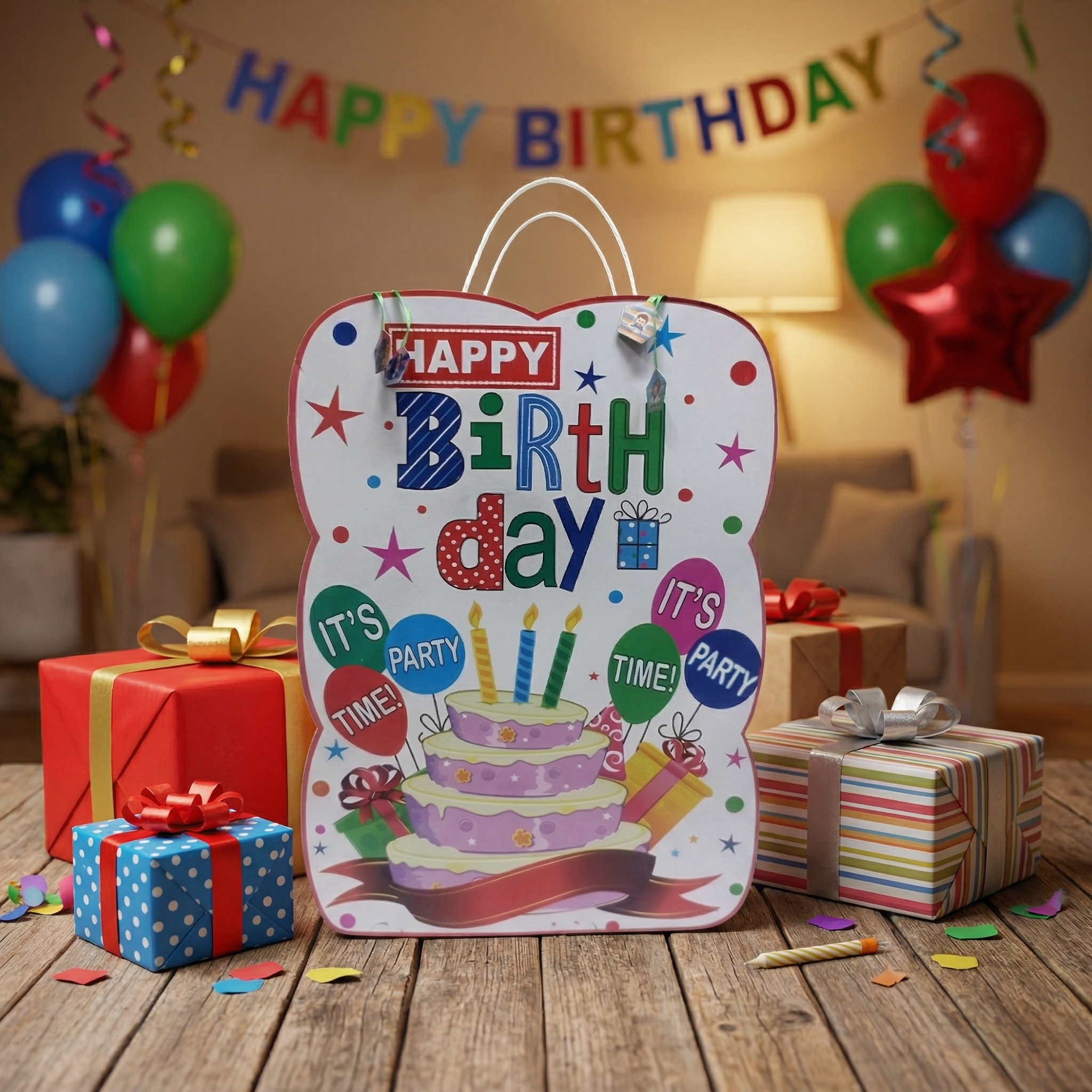 Happy Birthday Cake Theme Gift Bag
Colorful Birthday Party Favor Bag