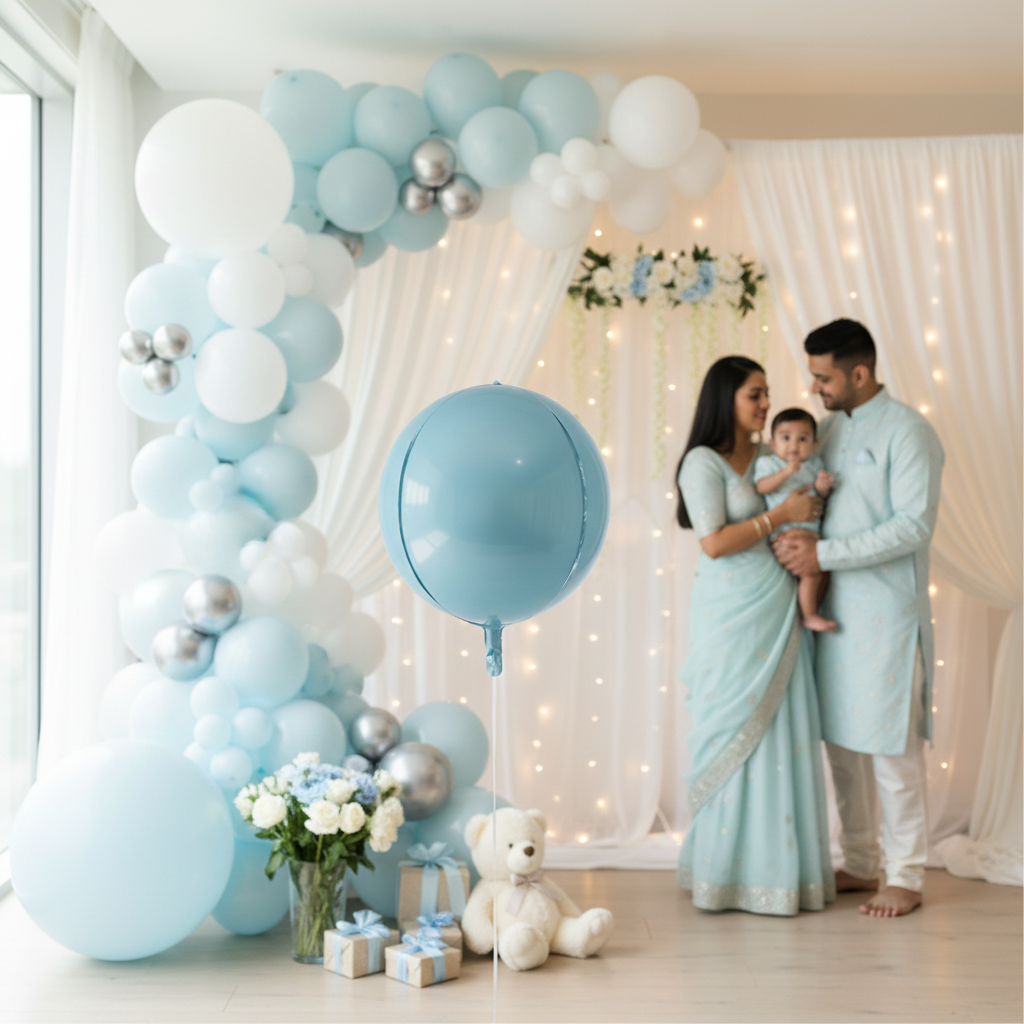 Blue Pastel 3D & 4D Orbz Shaped Foil Balloon