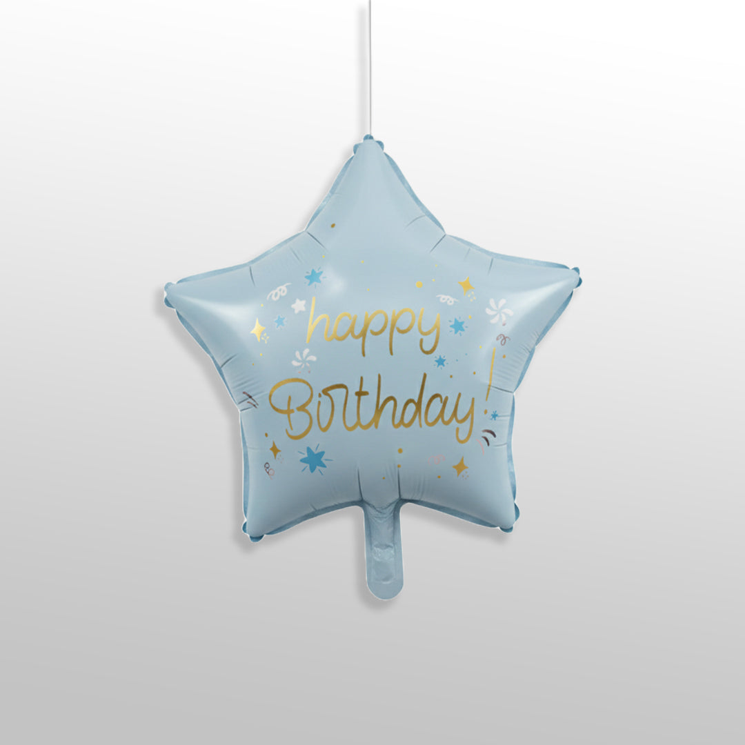 Pastel Blue Happy Birthday Star Foil