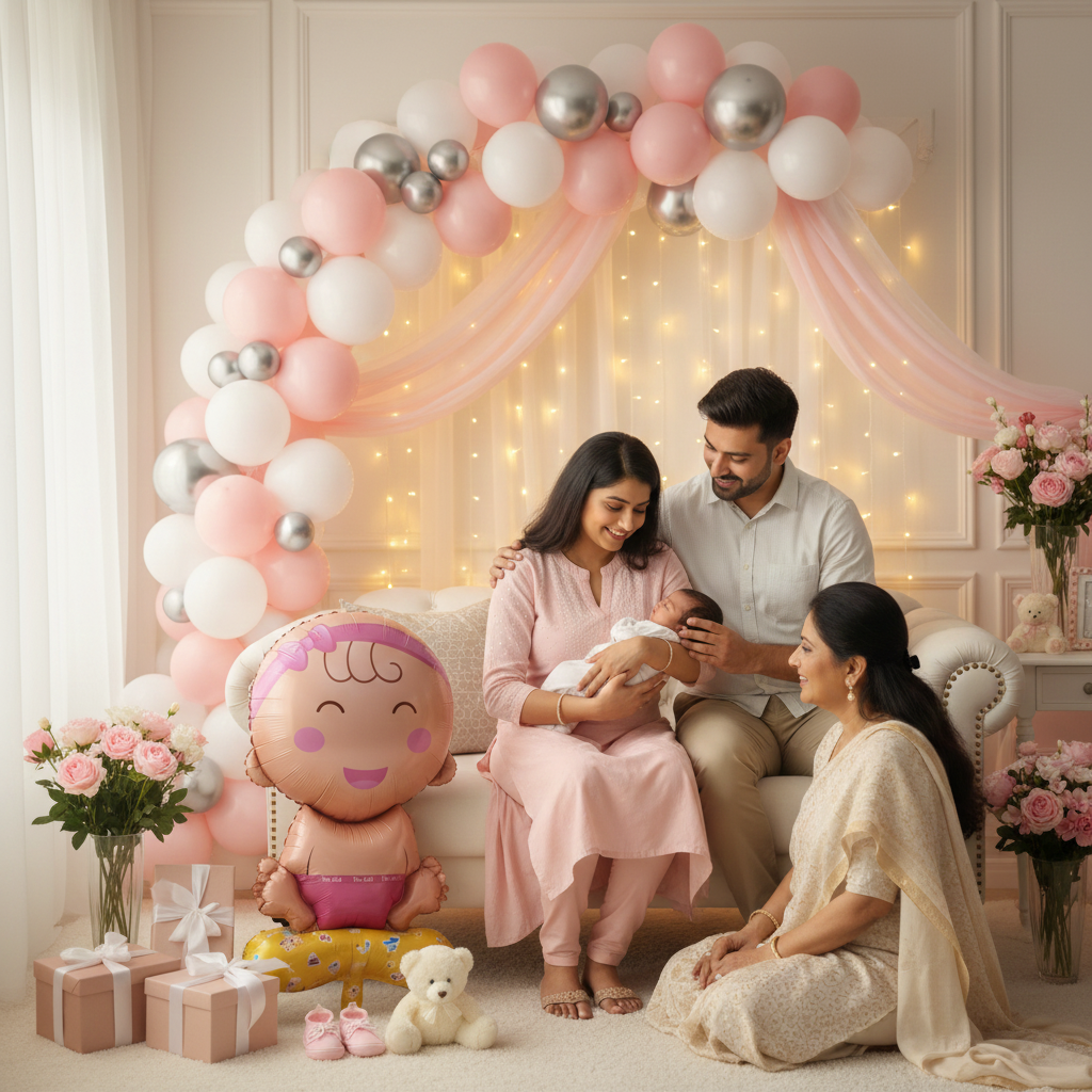 4D Standing Baby Girl Balloons