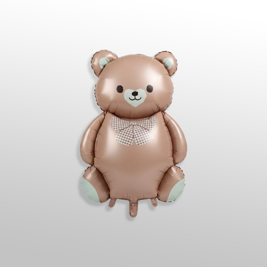 Brown Teddy Bear with Bow Foil Balloon
