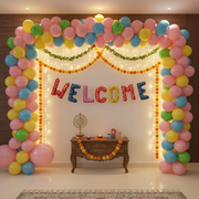 Welcome Multicolor with Polka Dots Foil Balloon