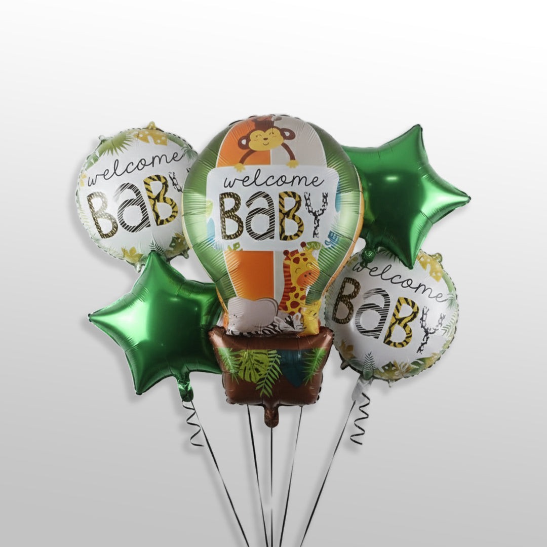 Jungle safari foil balloon set for welcome baby decoration
