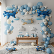 Blue Fighter Jet Aeroplane Foil Balloon Set