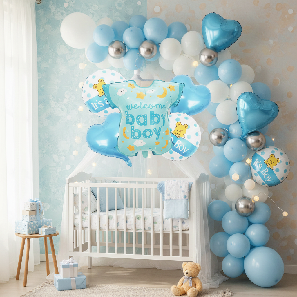 Welcome Baby Boy 5 Pc Foil Balloon Kit