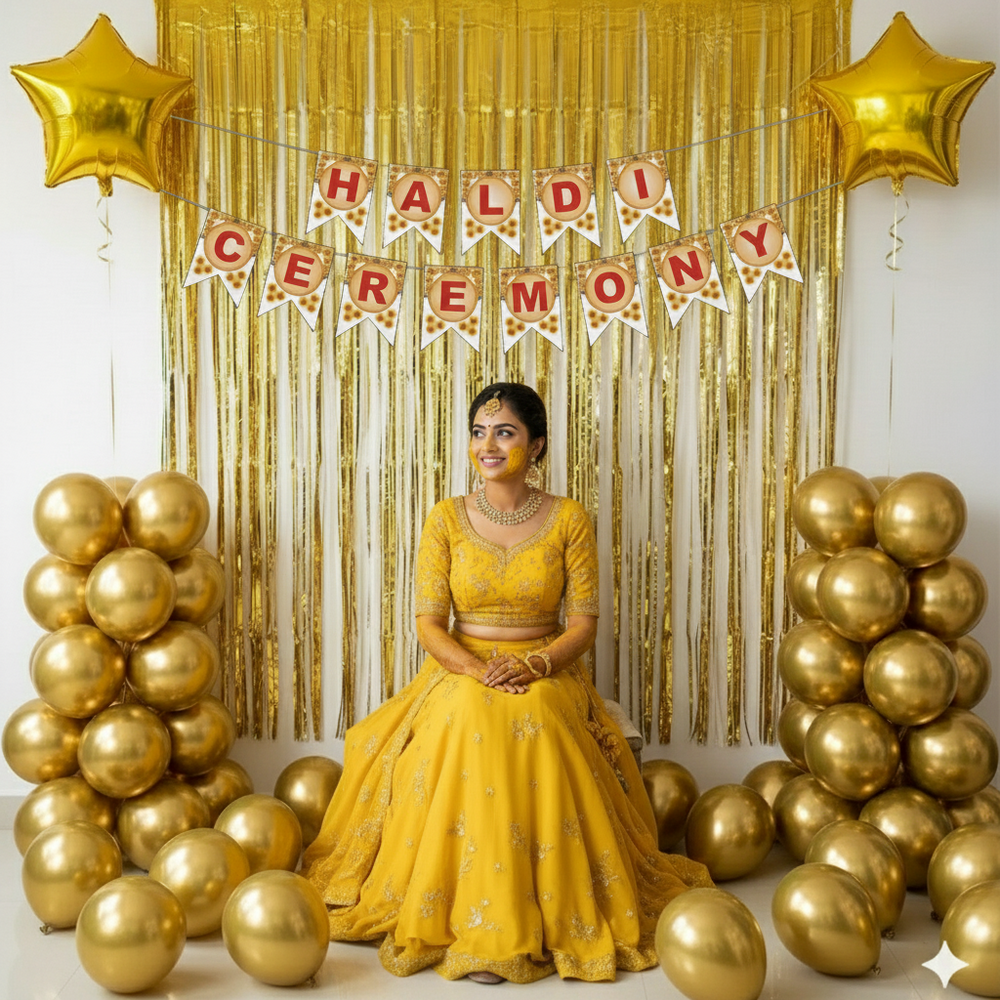 Haldi Ceremony Decoration Combo / Haldi Decoration Set for Wedding Function / Haldi Ceremony Backdrop & Home Decor Accessories
