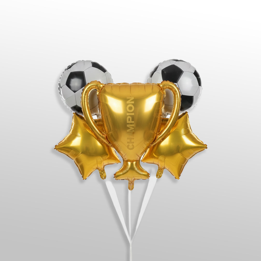 5PCS Championship Trophy and Soccer Foil Balloons