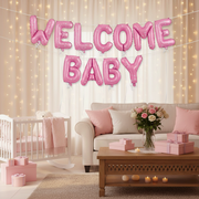 Welcome Baby Pink with White Polka Dots Foil Balloon