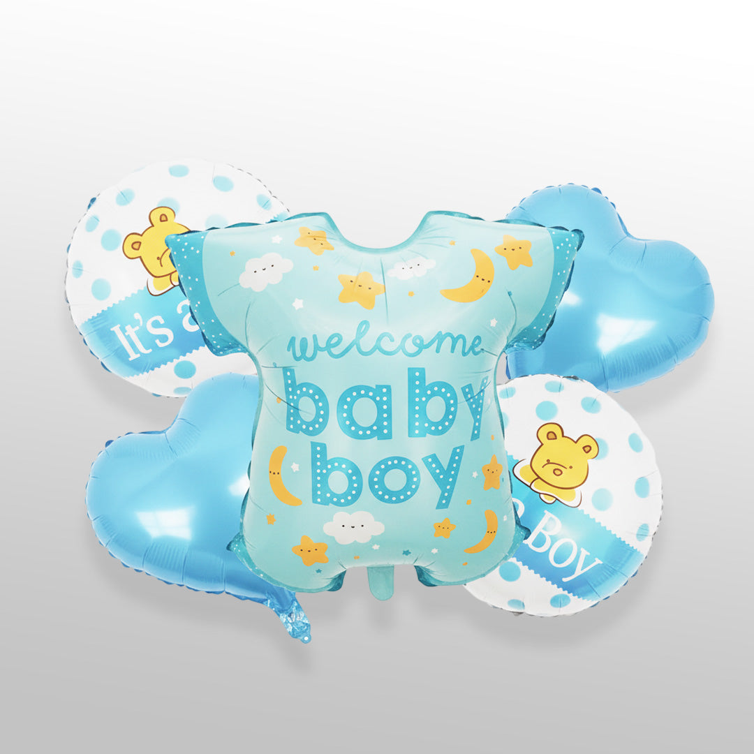 Welcome Baby Boy 5 Pc Foil Balloon Kit