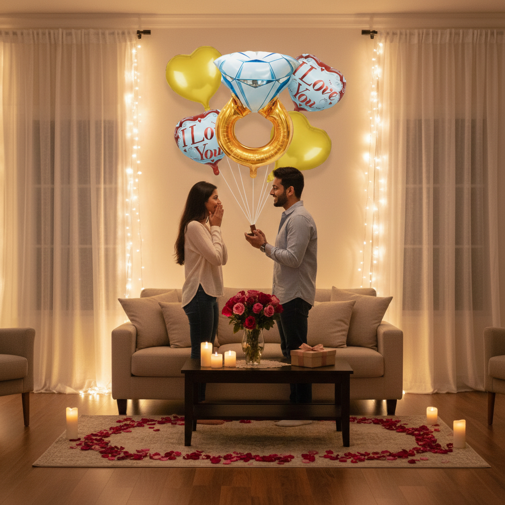 Beautiful Ring Foil Balloon Set for Valentines