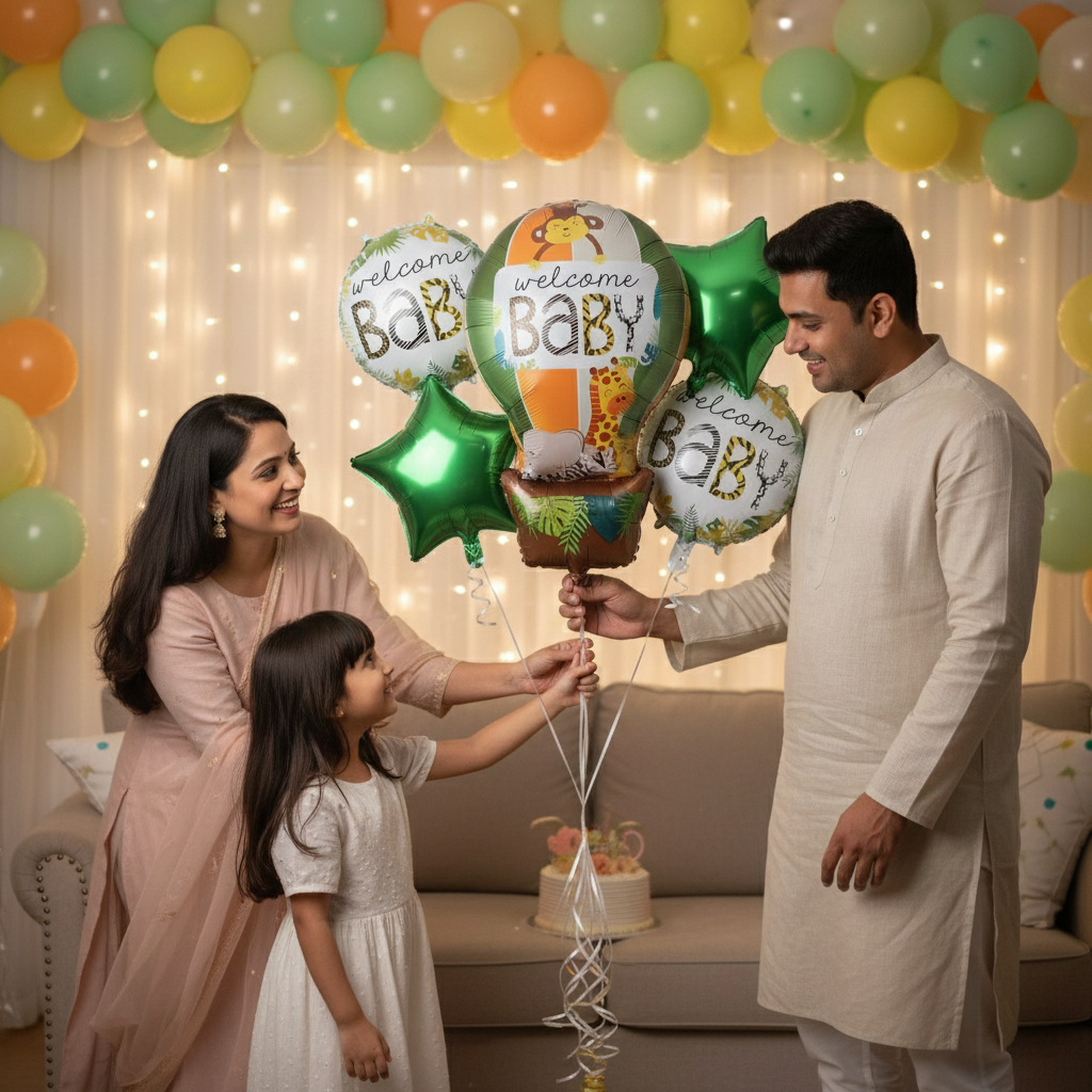 Welcome baby foil balloon set with jungle animal theme
