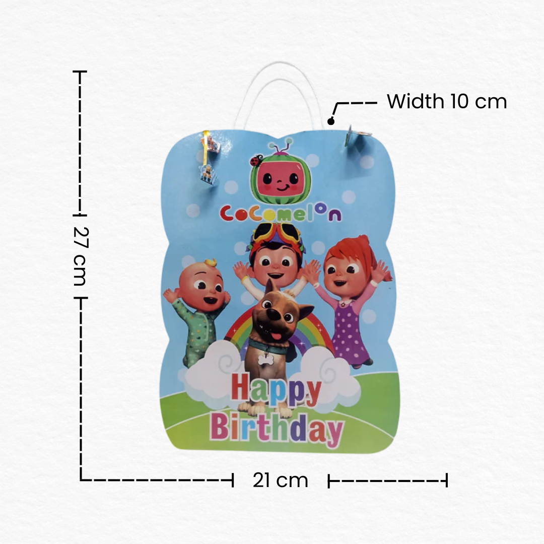 Cocomelon Cartoon Print Gift Packing Bag with Handles/Kids Birthday Party Favor Bag