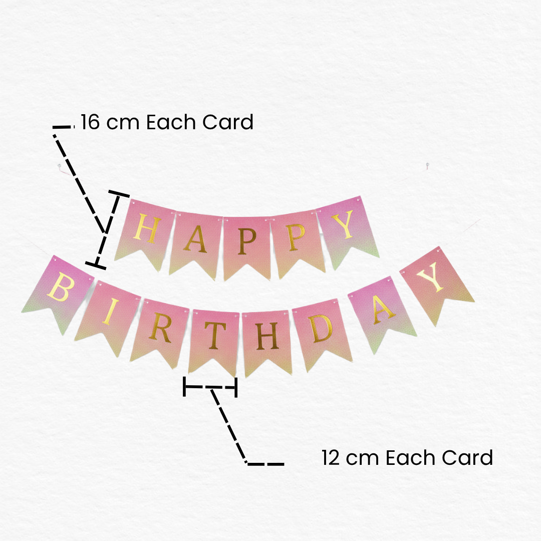 Baby Pink & Golden Happy Birthday Bunting Banner / Shiny Wall Hanging Birthday Decoration Banner