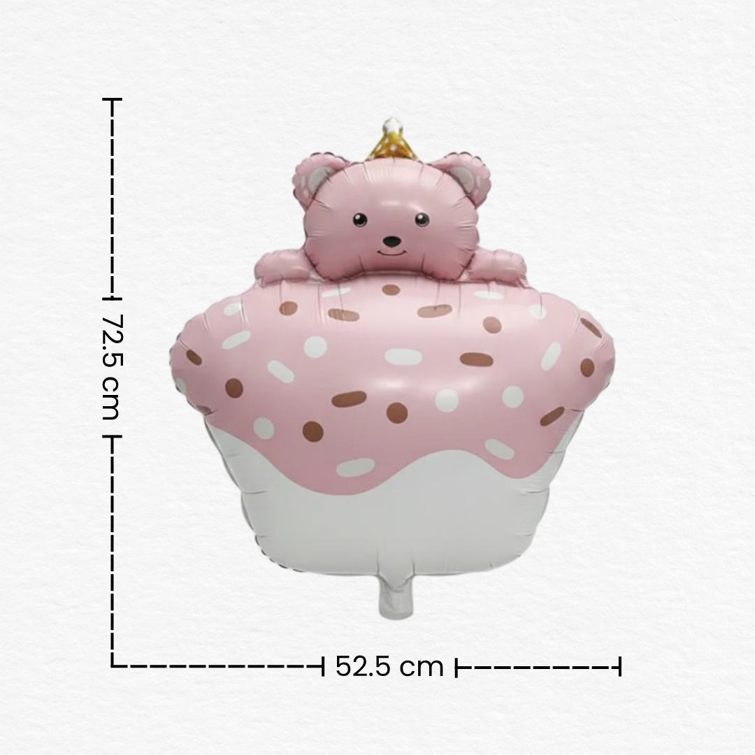 Bear Cake Foil Balloon / Birthday Bear Cake Foil Balloon / Pink Pastel Birthday Cake Balloon Decoration