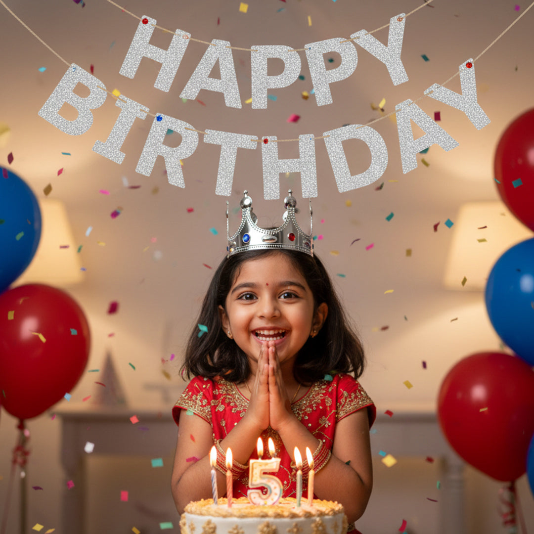 Prince princess silver crown for birthday boy and birthday girl
