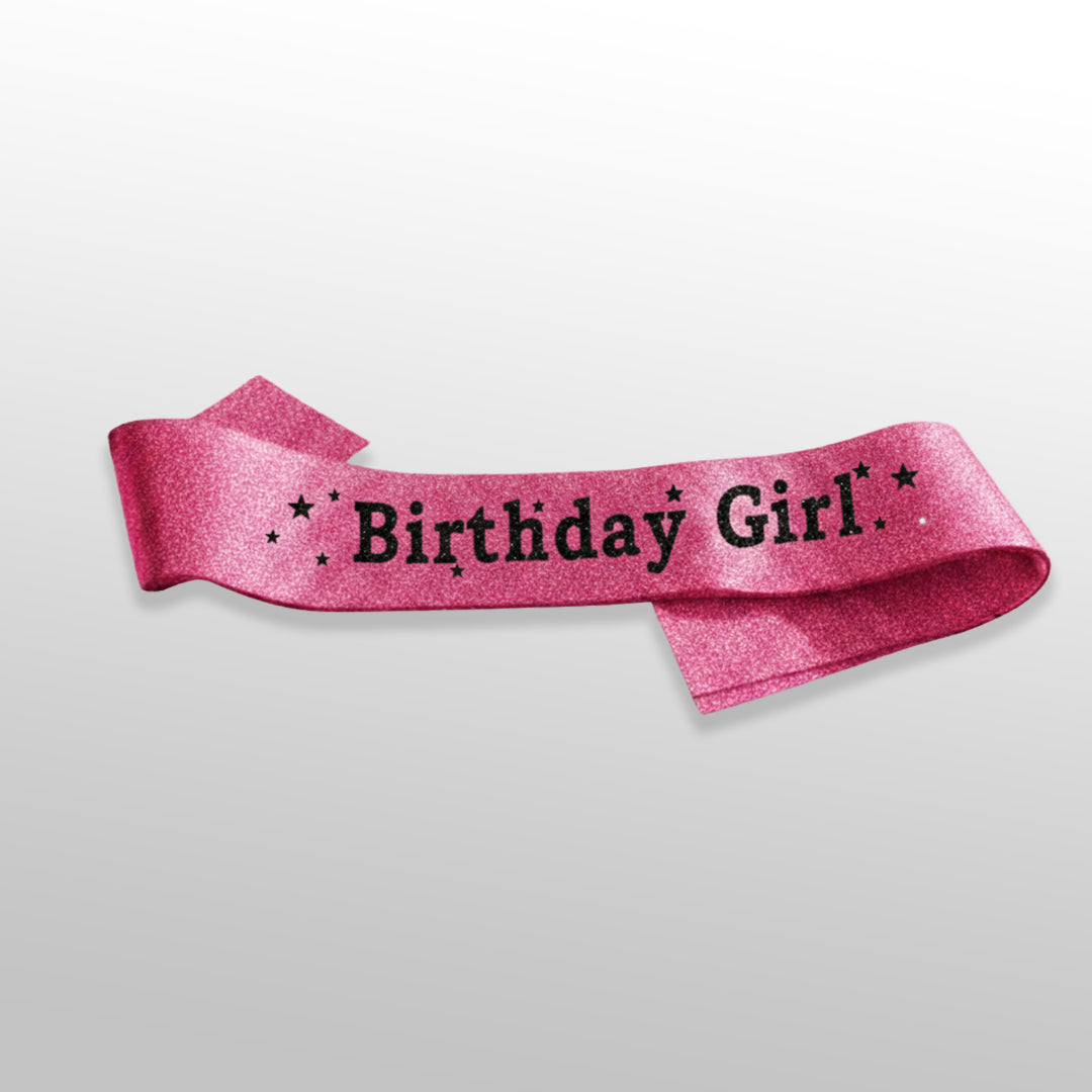 Pink birthday girl sash for girls birthday party celebration

