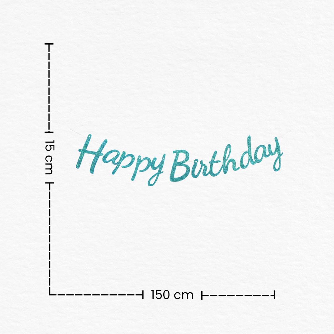 Blue Cursive Glitter Happy Birthday Cutout Banner / Happy Birthday Cursive Banner / Blue Glitter Birthday Bunting Banner