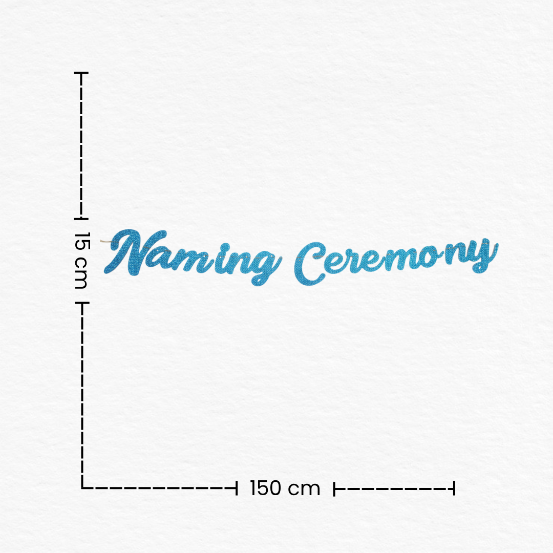 Blue Cursive Glitter Naming Ceremony Cutout Banner / Blue Naming Ceremony Bunting Banner / Glitter Naming Ceremony Backdrop Decoration Banner for Naming Day Celebration