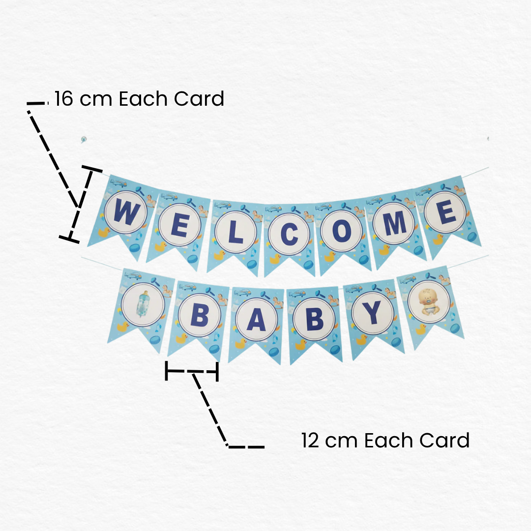 Blue Welcome Baby Bunting Flag Banner for Boy / Welcome Baby Boy Banner / Blue Welcome Baby Banner Decoration / Welcome Baby Flag for Boys