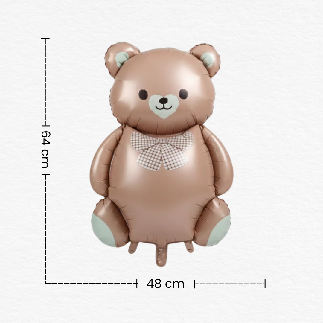 Brown Teddy Bear with Bow Foil Balloon / Teddy Bear Foil Balloon for Kids Birthday Decoration / Teddy Bear Theme Party Balloon