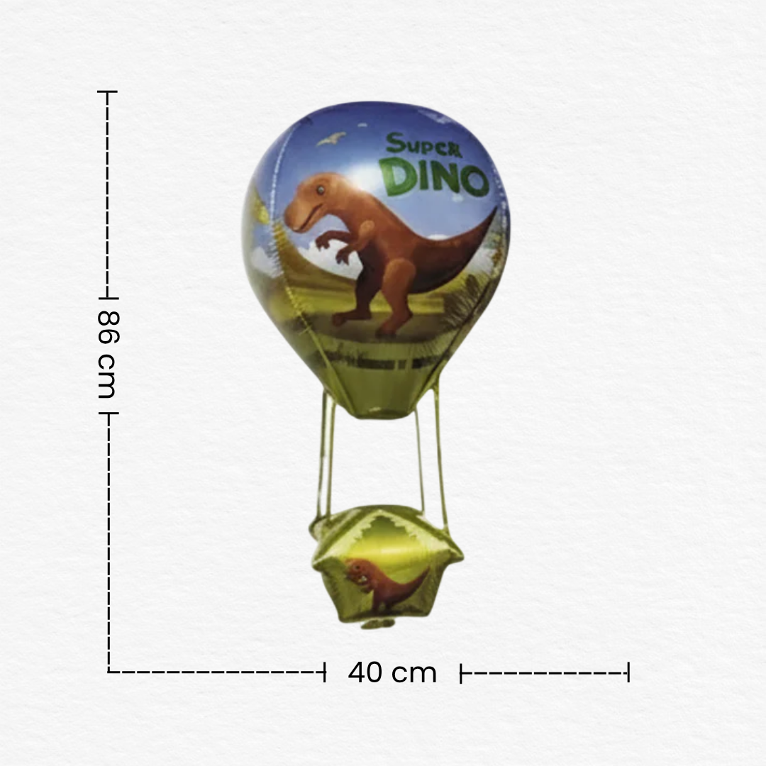 Dinosaur Printed Hot Air Foil Balloon/Cute Jungle Safari Theme Decor for Boys & Girls (1st, 3rd, 5th Birthday)