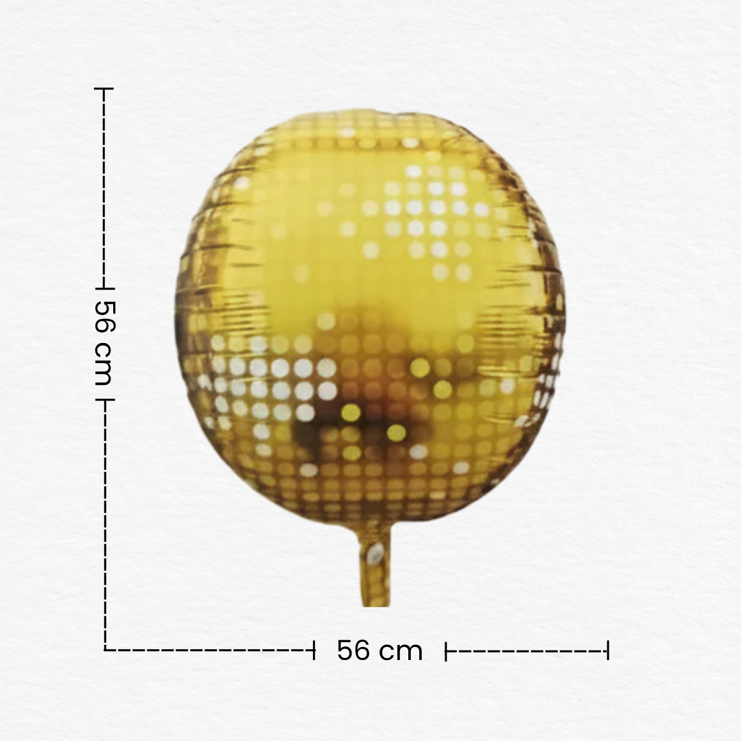 Gold Metallic Disco Ball Foil Balloon/Retro Sparkle Decor for 18th, 25th & 50th Birthday Party