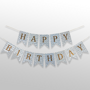 3D bubbles silver and golden happy birthday bunting banner for birthday decoration
