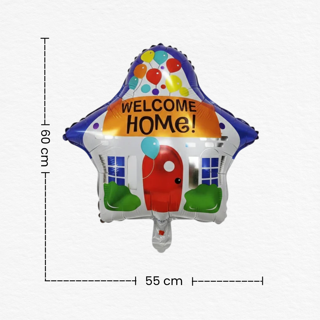House Shaped Welcome Home Foil Balloon/Decor for Newborn Arrival, House Warming & First Home Celebration