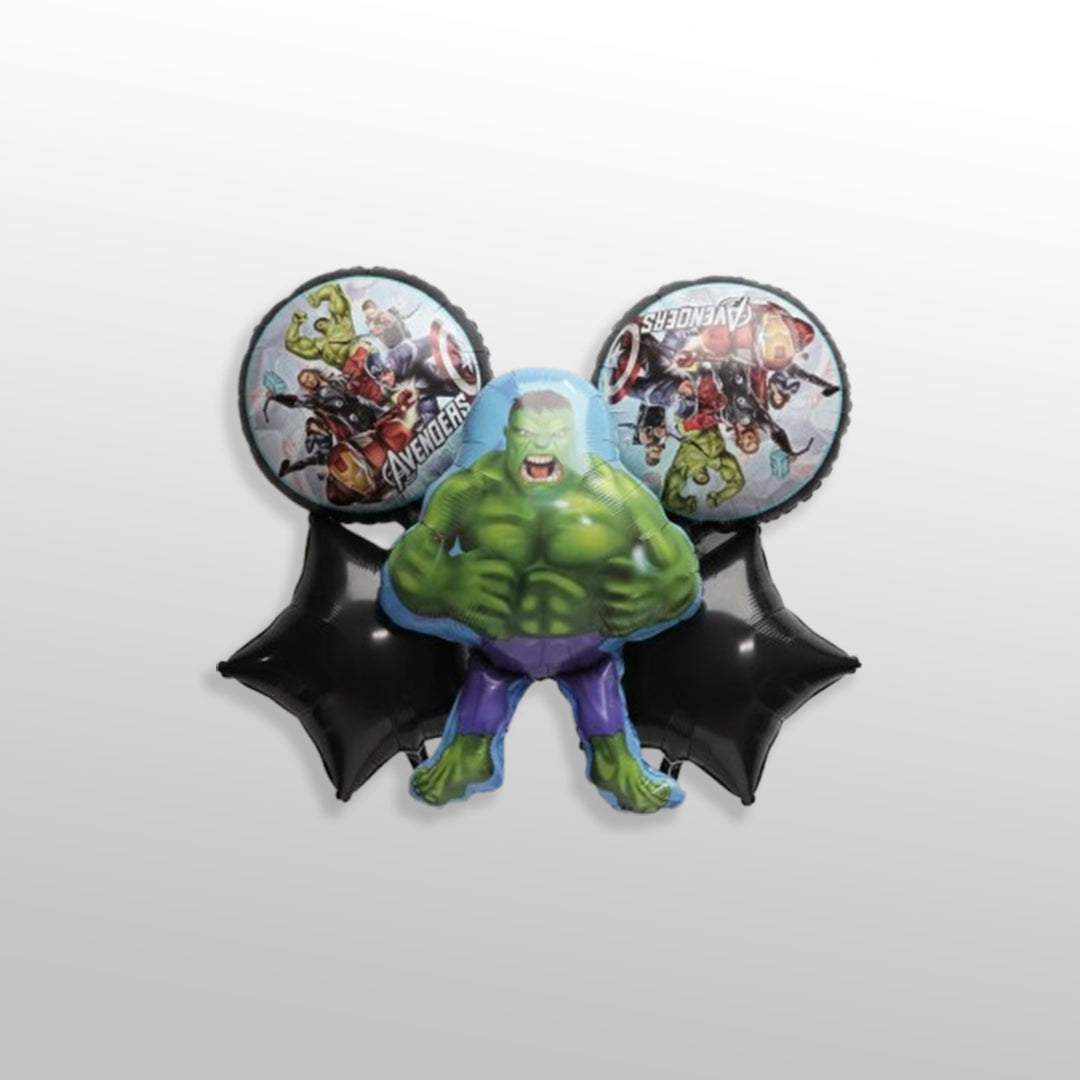 Green Avenger Theme Party Backdrop with Foil Balloons