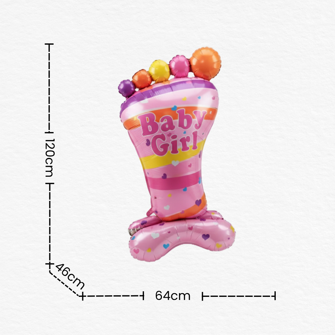 Its A Girl Footprint Standing Foil Balloon / Pink Baby Girl Footprint Foil Balloon for Baby Shower Decoration