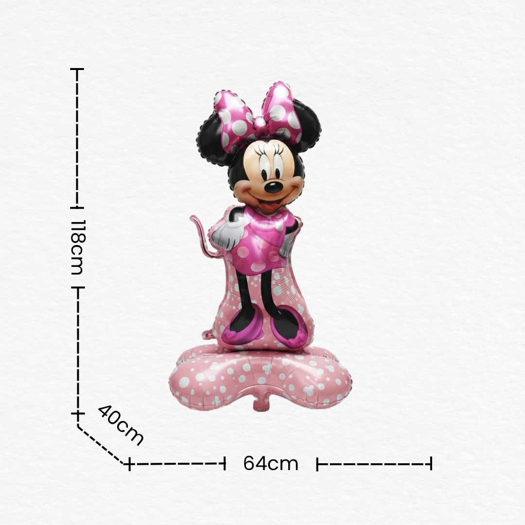 Minnie Mouse Standing Foil Balloon/Large 3D Cartoon Character Birthday Decorations for Girls/Disney Theme Party Balloon for 1st/2nd/3rd/5th Birthday