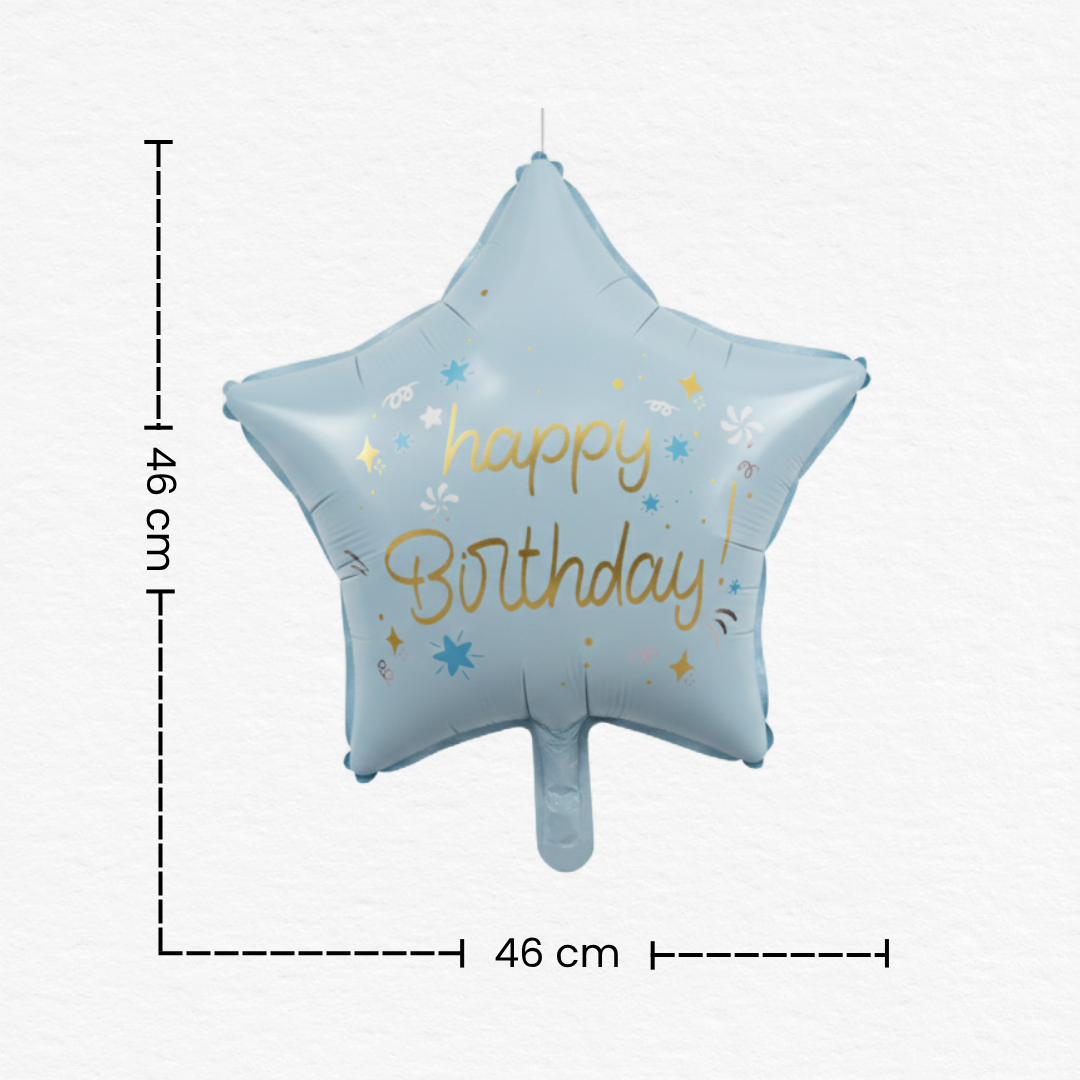 Pastel Blue Happy Birthday Star Foil Balloon / Blue Star Foil Balloon / Star Theme Birthday Decoration Balloon