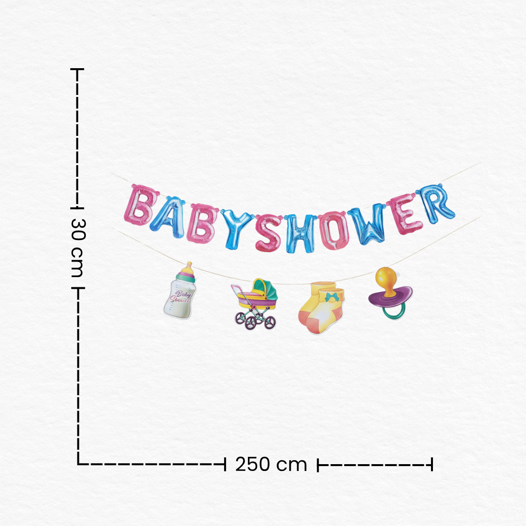 Pink & Blue Baby Shower Printed Foil Balloon Banner / Gender Reveal Foil Balloon Decoration / Baby Shower Balloons for Newborn Baby Arrival Party