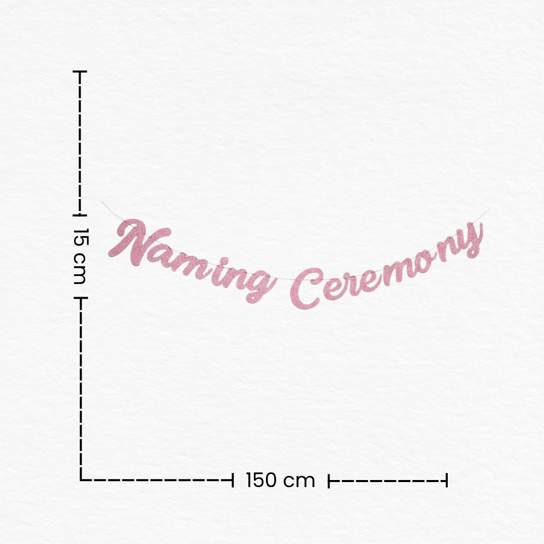 Pink Cursive Glitter Naming Ceremony Cutout Banner / Glitter Naming Ceremony Banner / Pink Naming Ceremony Bunting Banner for Naming Ceremony Decoration