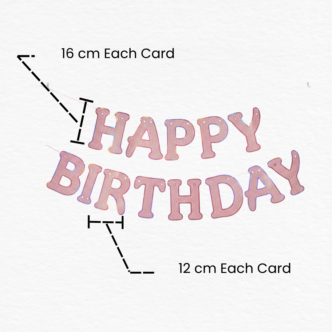 Pink Monochrome Glitter Outline Happy Birthday Banner / Happy Birthday Bunting Banner / Pink Glitter Birthday Decoration Banner