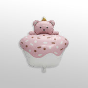Bear Cake Foil Balloon Pink Pastel Birthday Decoration
