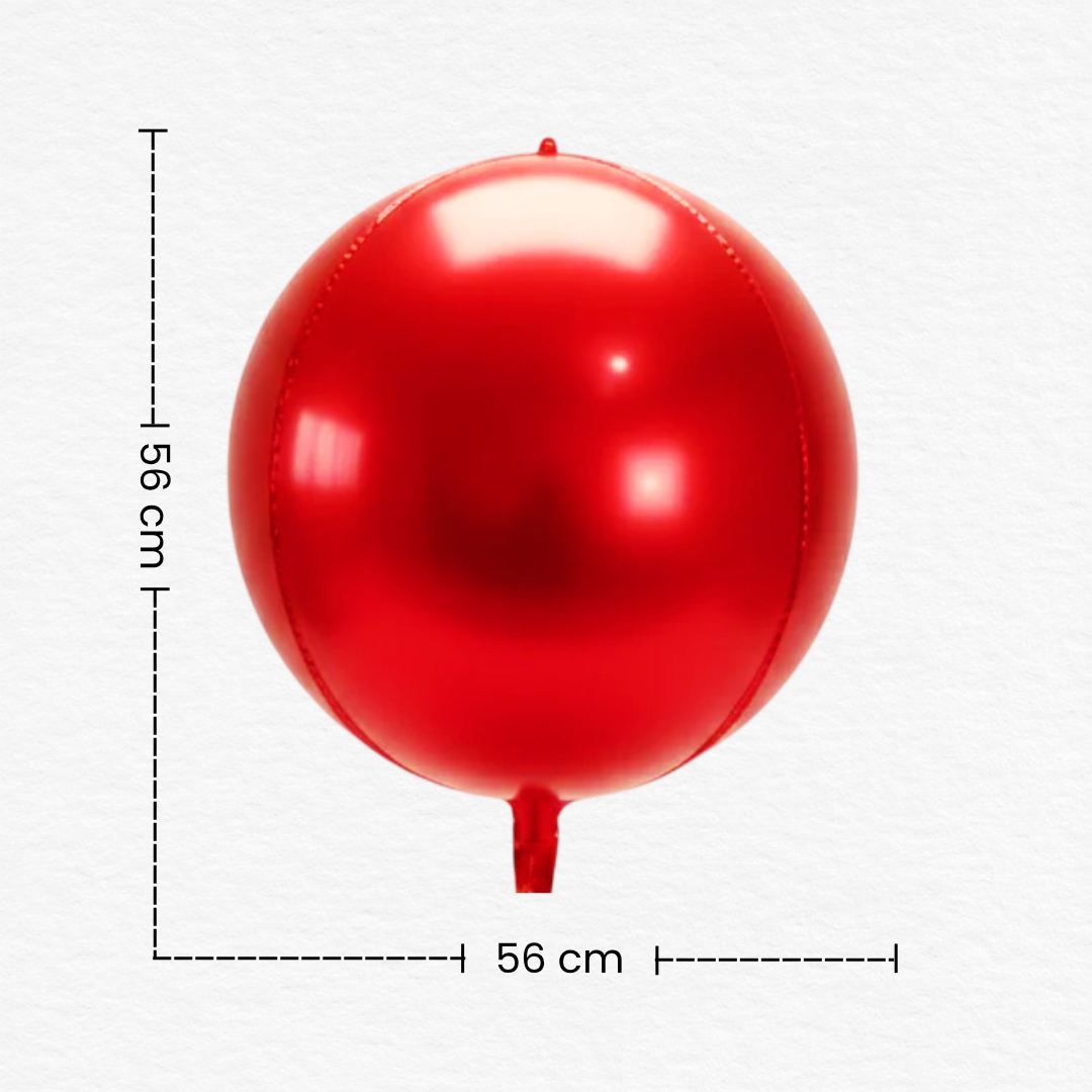 Red 3D & 4D Orbz Shaped Foil Balloon / Red Orbz Foil Balloon for Birthday & Anniversary Decoration / Metallic Party Balloon for Red Theme Party