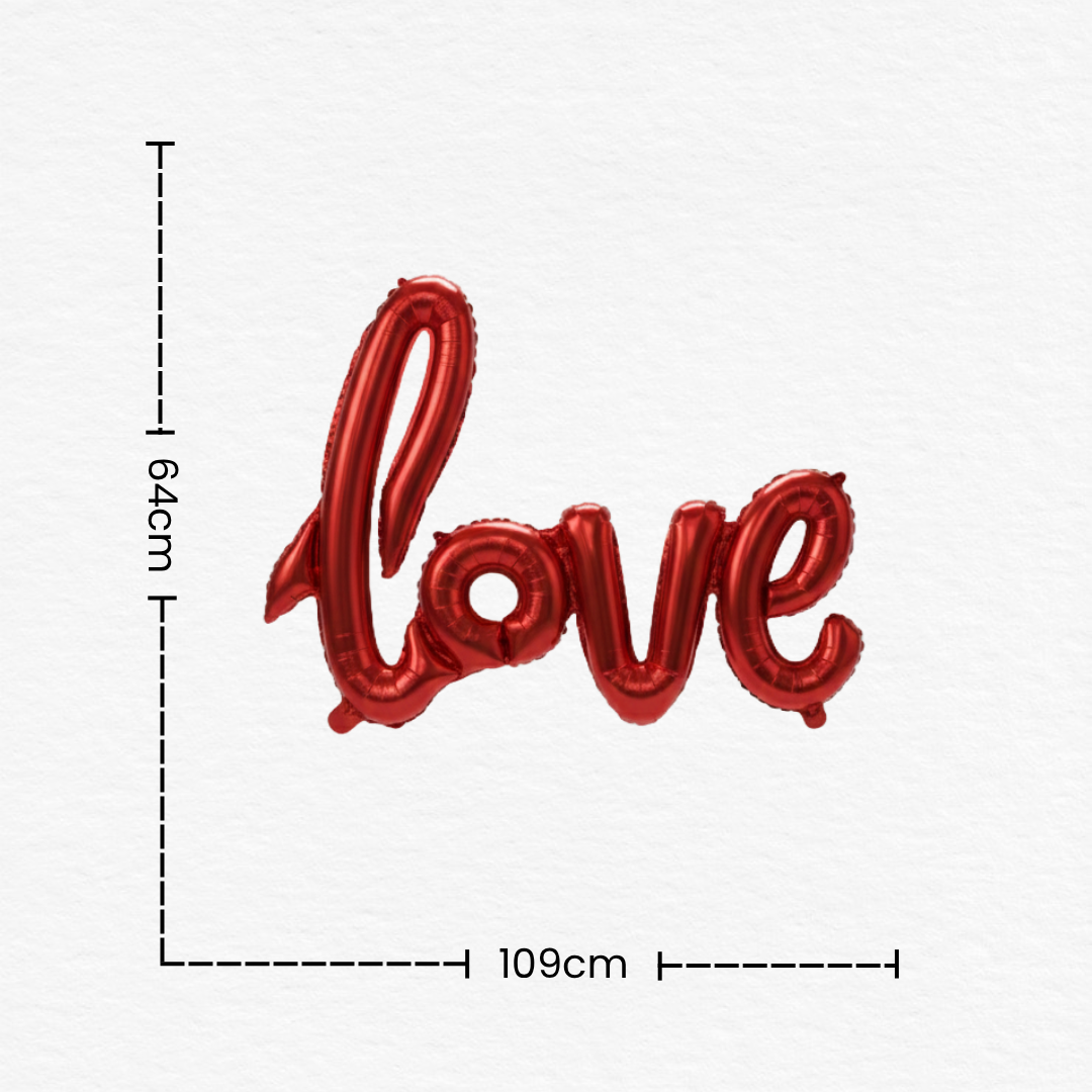 Red Cursive Love Foil Balloon/Romantic Anniversary & Birthday Decor for Wife, Husband & Couples