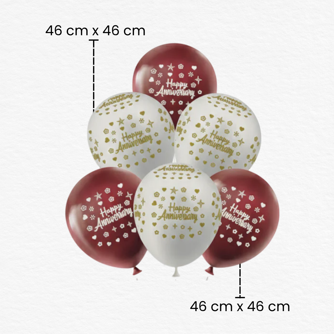Red & White Happy Anniversary Round Balloons / Happy Anniversary Balloons / Anniversary Decoration Balloons