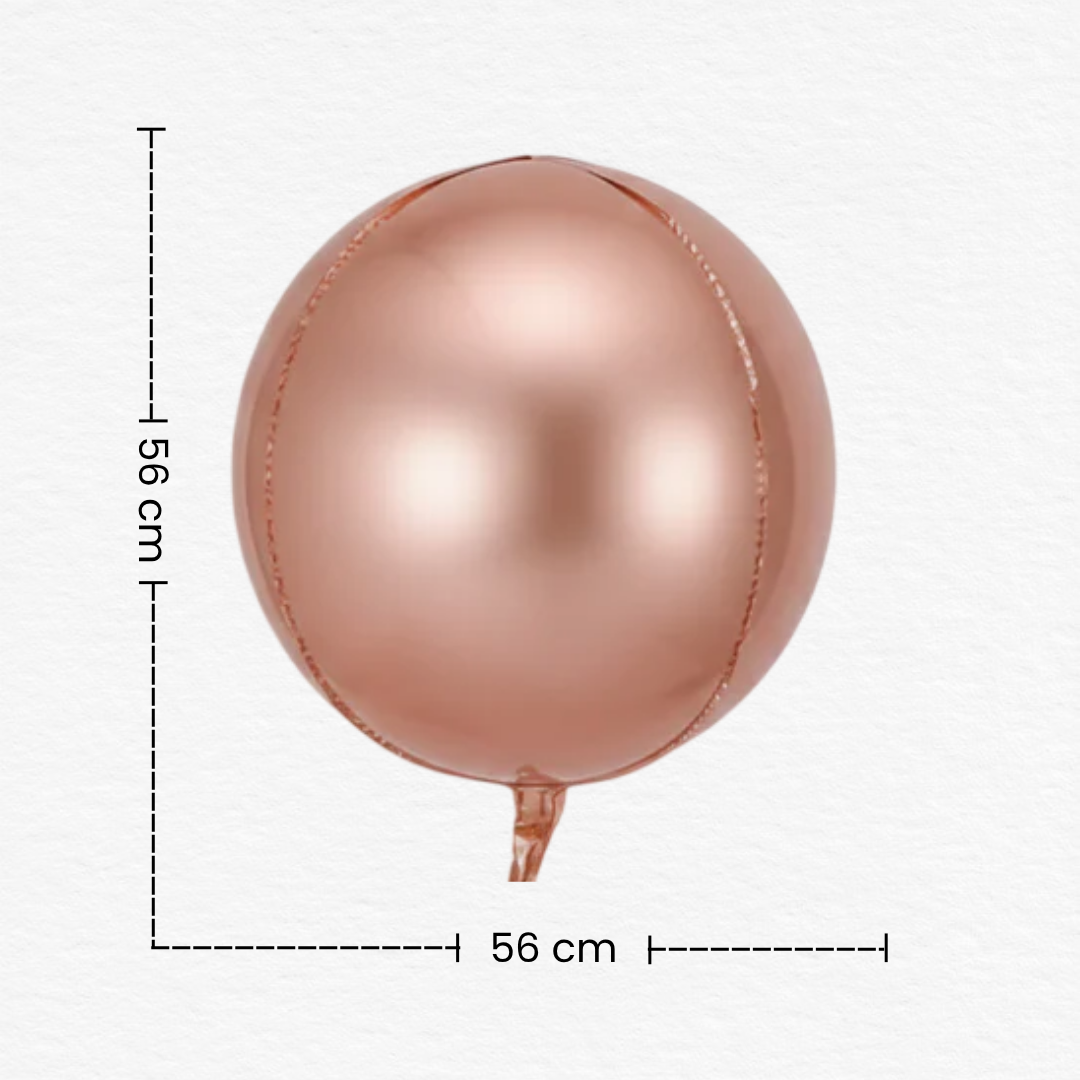 Rose Gold 3D & 4D Orbz Shaped Foil Balloon / Rose Gold Orbz Foil Balloon for Birthday & Anniversary Decoration / Disco Theme Party Balloon