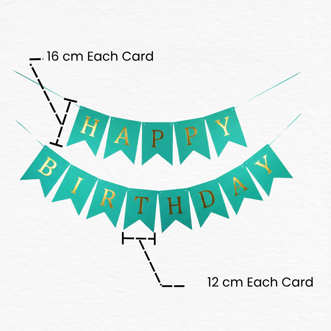 Shiny Green & Golden Happy Birthday Bunting Banner / Happy Birthday Banner for Birthday Decoration at Home
