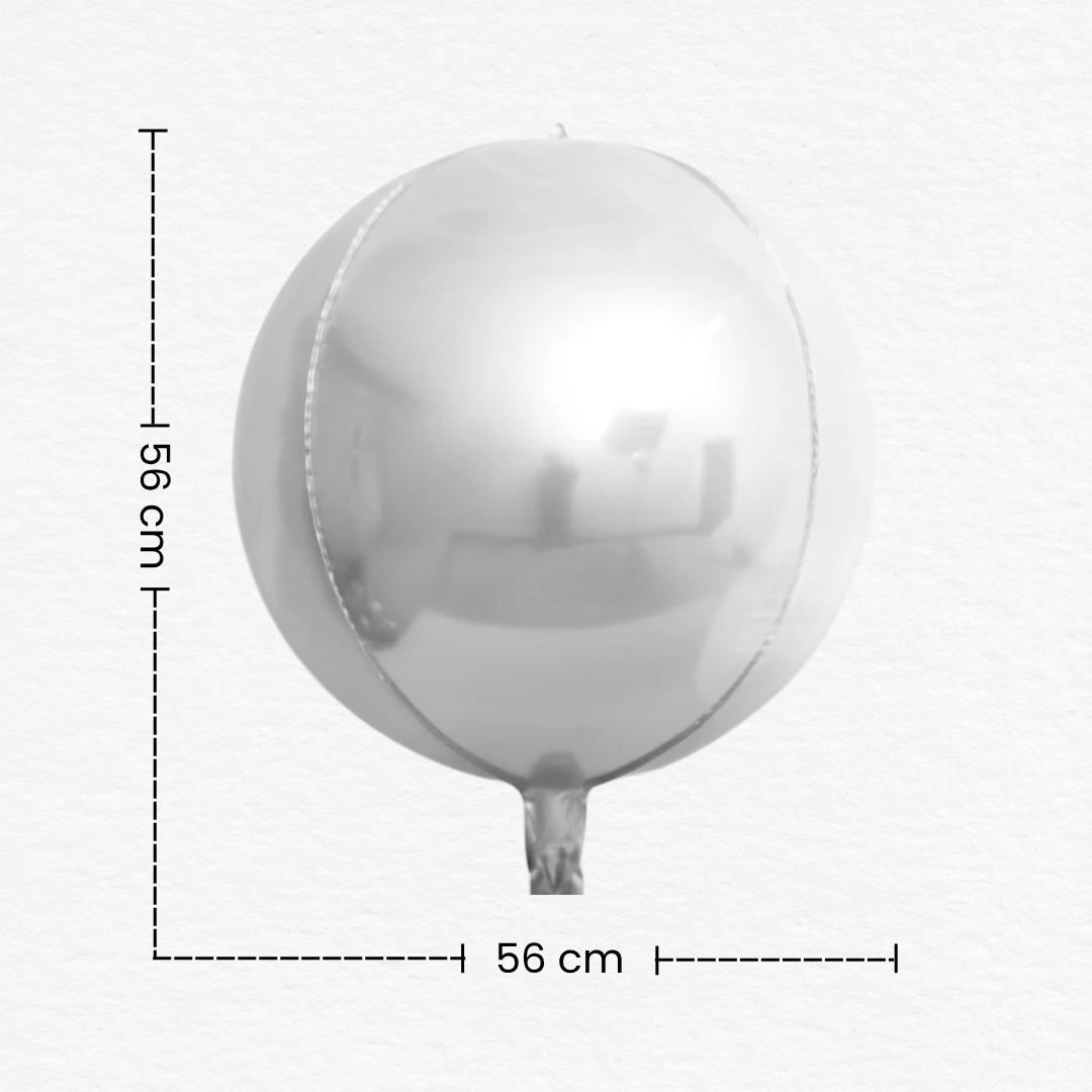 Silver 3D & 4D Orbz Shaped Foil Balloon