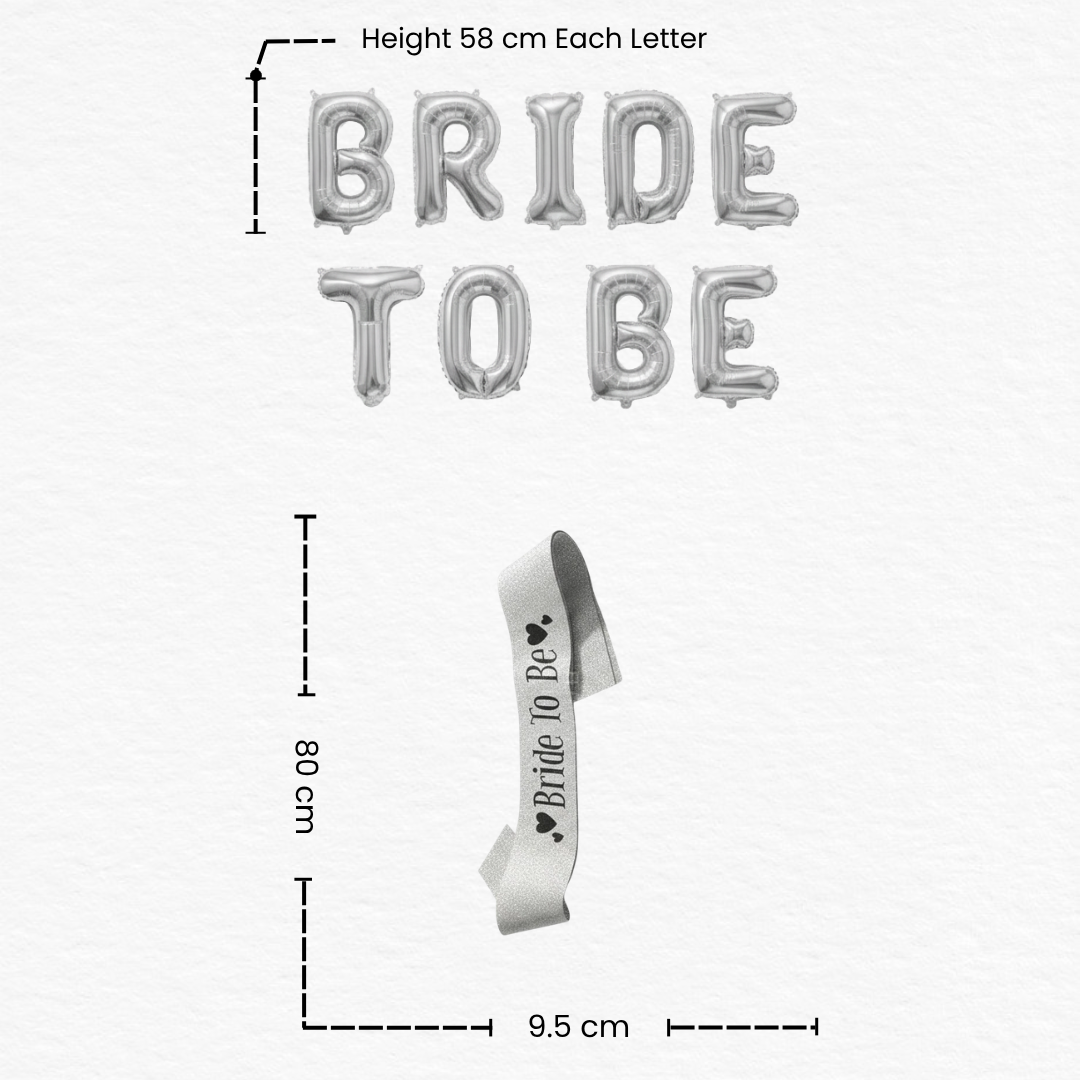 Silver Bride To Be Foil Balloon & Sash Set / Bride To Be Decoration Set Combo / Bridal Shower & Bachelorette Party Decorations