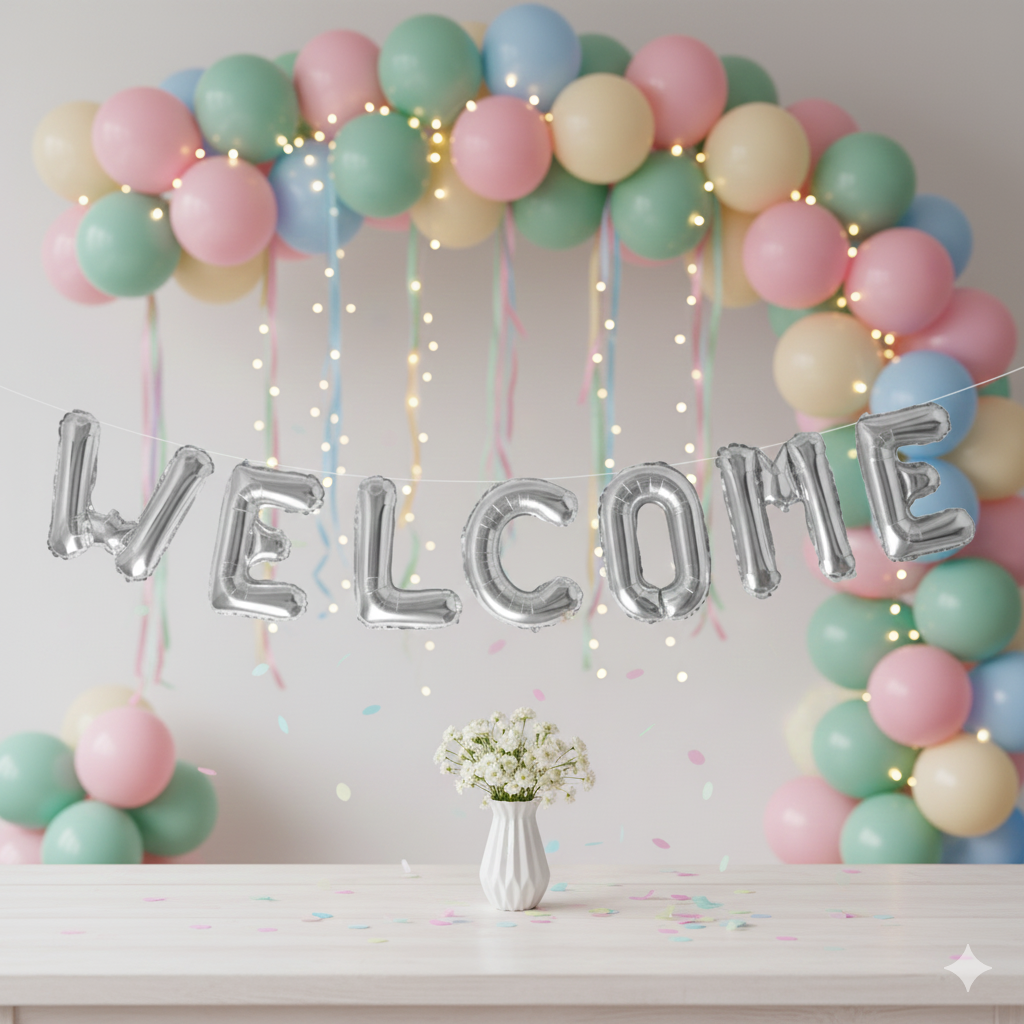 Welcome Silver Foil Balloon