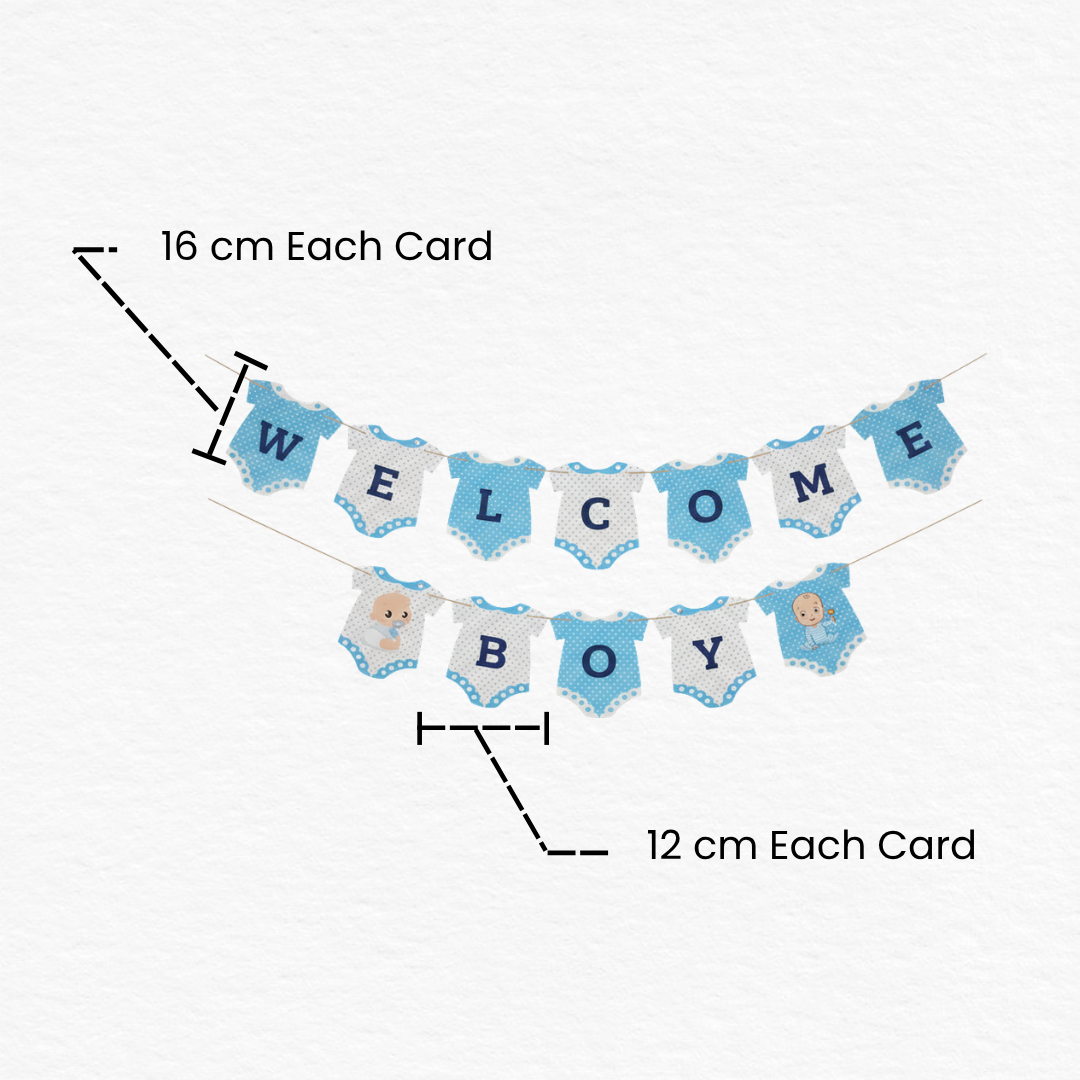Welcome Baby Boy Card Bunting Banner Blue / Welcome Baby Boy Banner for Baby Arrival Decoration / Blue Welcome Baby Flag Banner for Welcome Baby Backdrop & Party Supplies