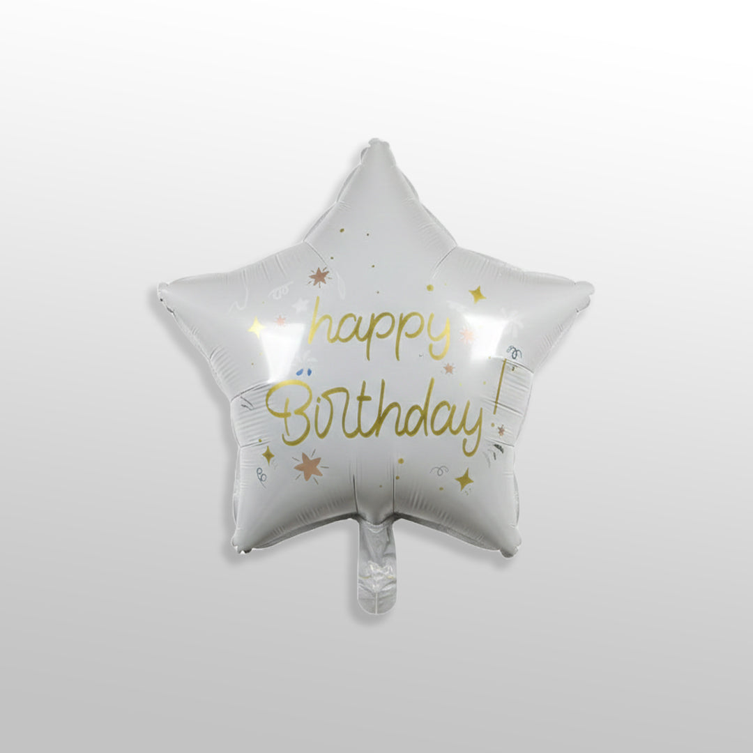 White Happy Birthday Star Foil Balloon for Birthday Decoration
